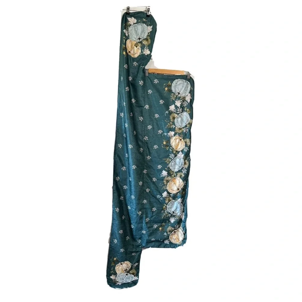 Rachel Zoe Beaded Pumpkin Fireplace Mantle or Sofa Table Scarf Approx: 78W x 26L